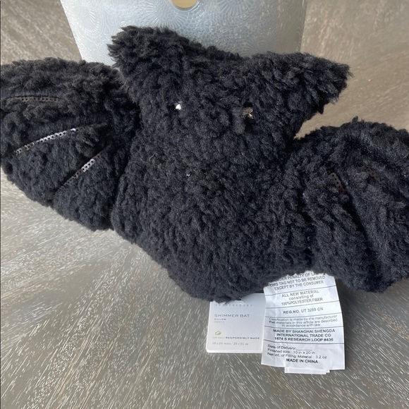 Black Plush Bat Halloween Pillow - Picture 3 of 5